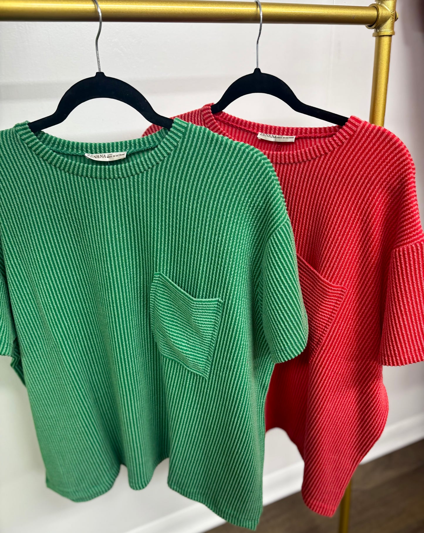 Mallory Ribbed Relaxed Pocket Top