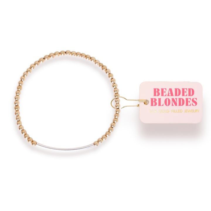 Beaded Blondes Bar Bracelet in Gold with Silver