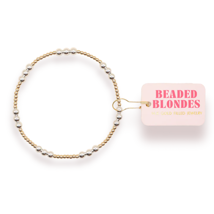 Beaded Blondes ILY Bracelet in Gold with Silver