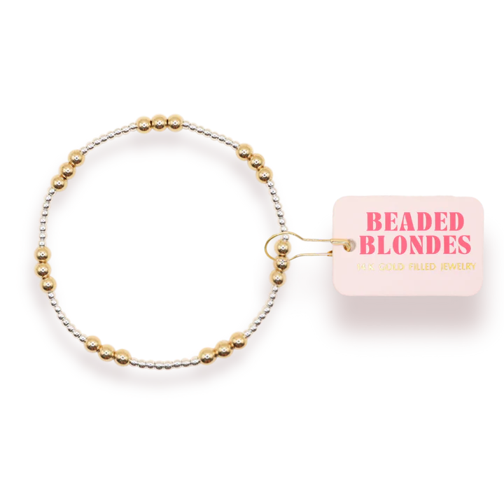 Beaded Blondes ILY Bracelet in Silver with Gold