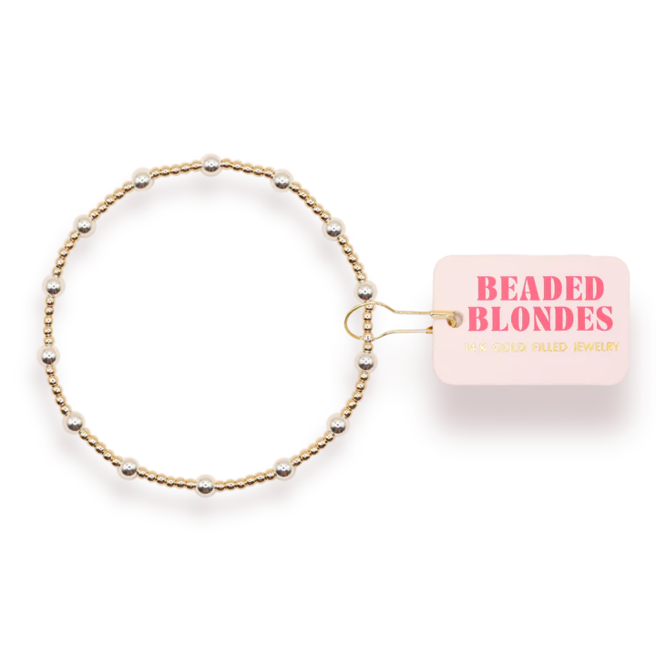 Beaded Blondes June Bracelet in Gold with Silver