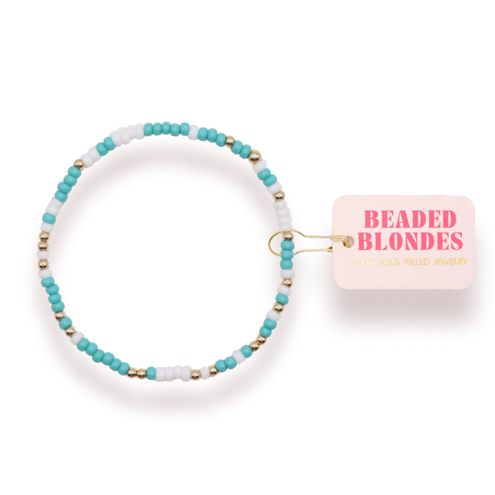 Beaded Blondes Turquoise and White Sprinkle Bracelet