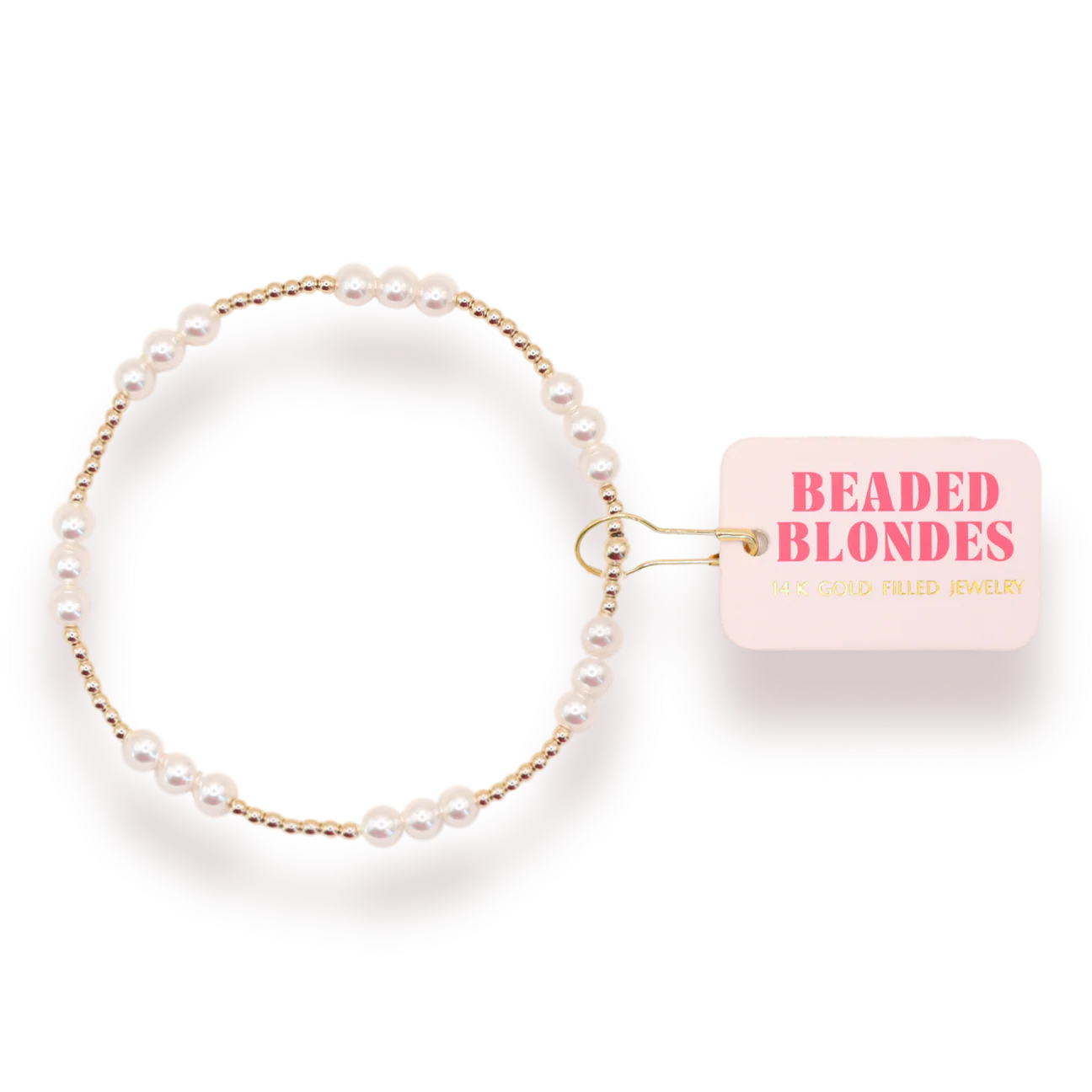 Beaded Blondes ILY Pearl Bracelet in Gold
