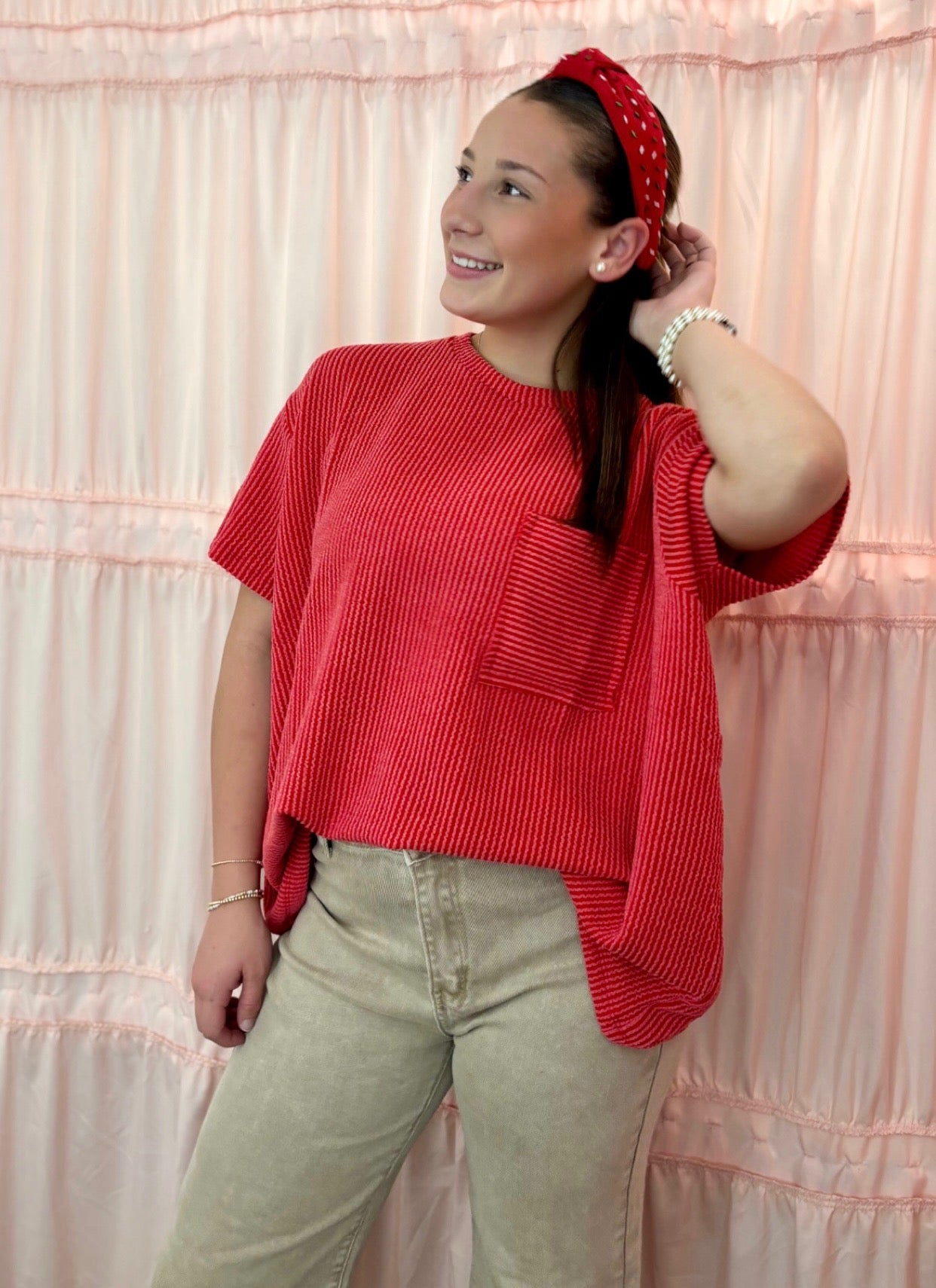 Mallory Ribbed Relaxed Pocket Top
