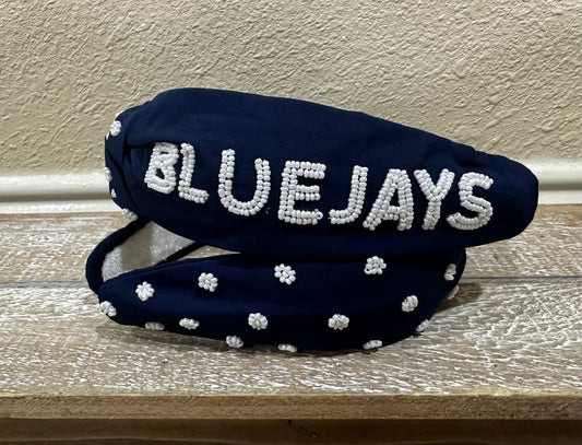 BlueJays Navy Beaded Top Knot Headband