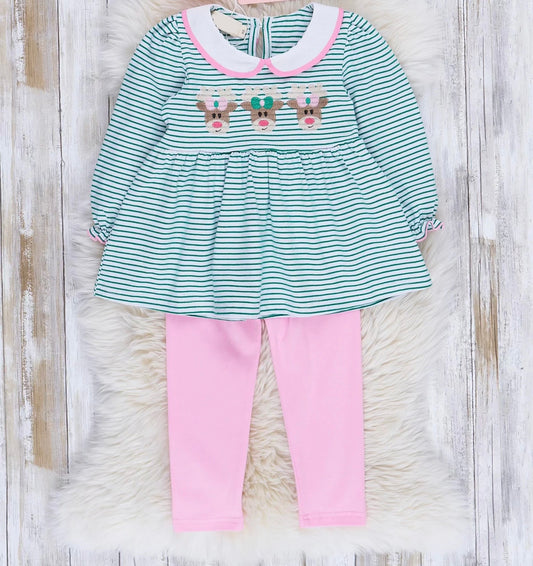 Jolly Stripes Embroidered Peplum Outfit