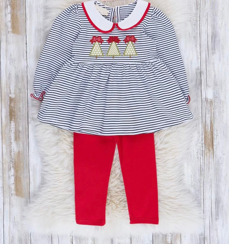 Jolly Stripes Embroidered Peplum Outfit