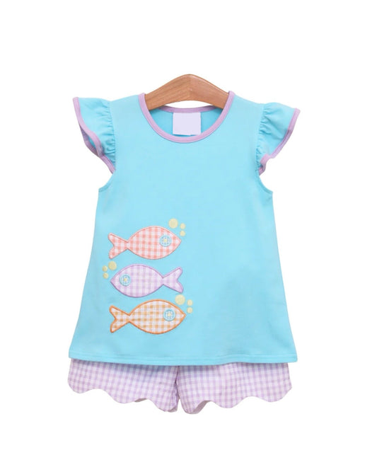 Fish Trio Scalloped Short Set