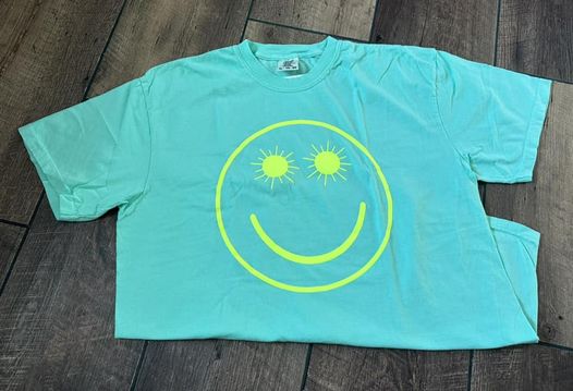 NEON Smiley Face Puff TEE- IN STOCK