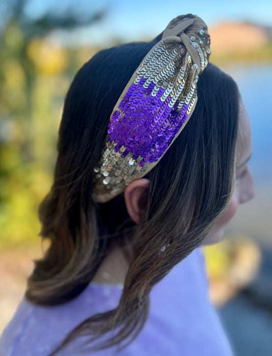 Purple and Gold Sequence Headband