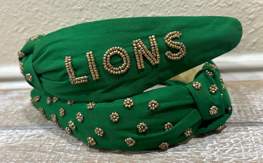 Lions Beaded Top Knot Headband