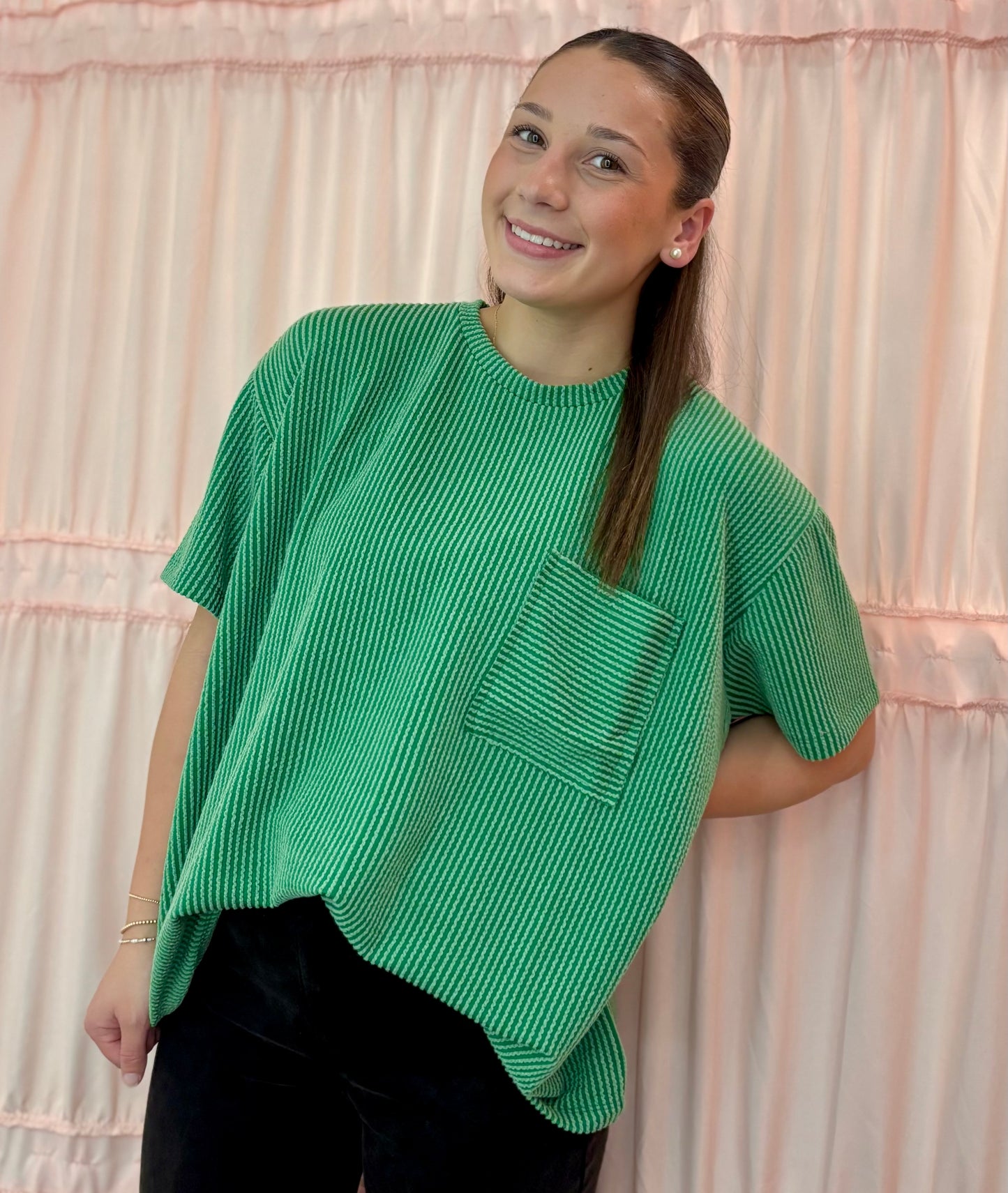 Mallory Ribbed Relaxed Pocket Top