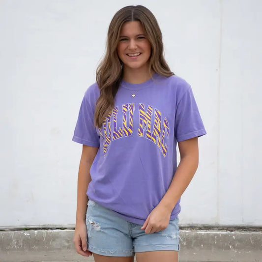 Lulu Mac Tiger Stripe Logo Tee