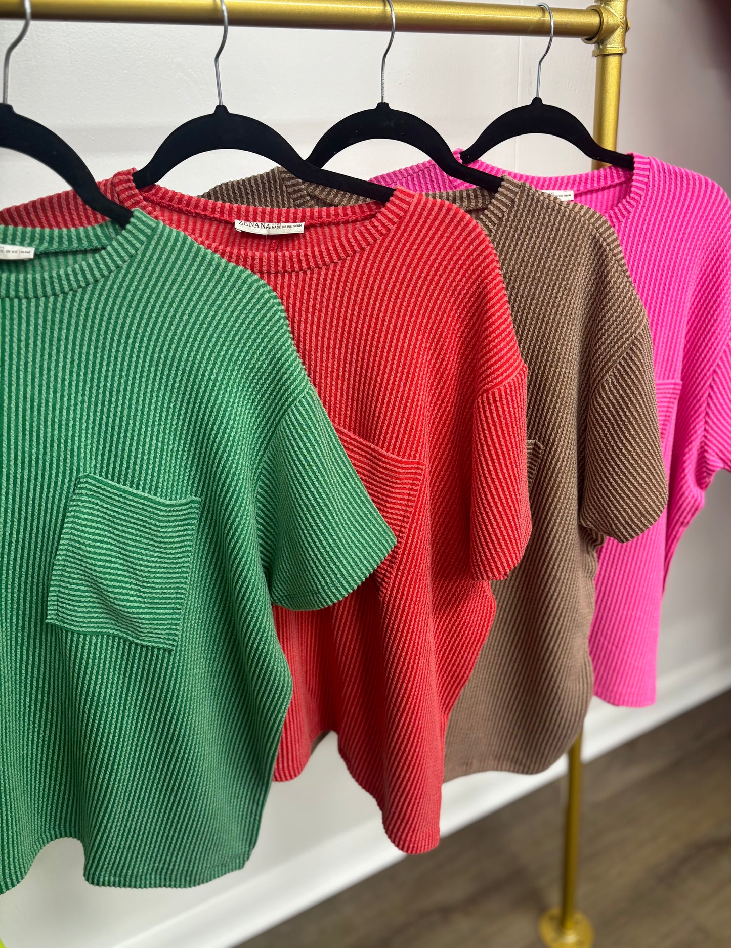 Mallory Ribbed Relaxed Pocket Top