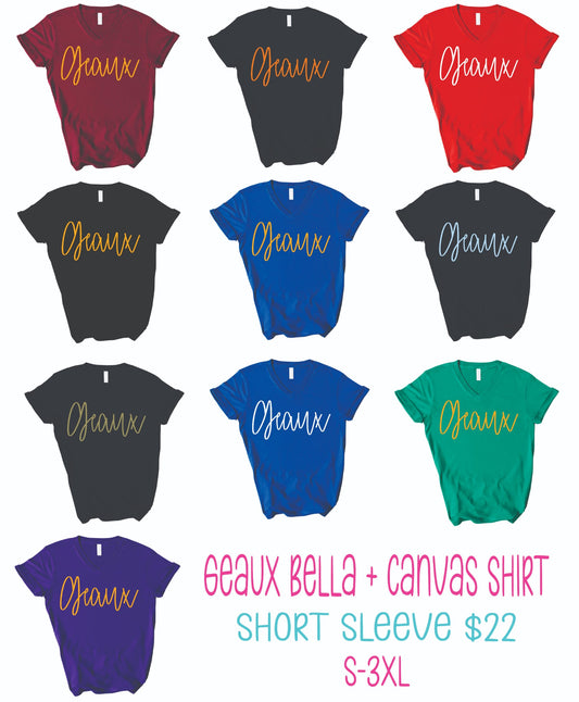 Bella + Canvas VNECK Short Sleeve Geaux Shirts (Pre-Order) (ETA September)