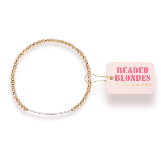 Beaded Blondes Bar Bracelet in Gold with Silver
