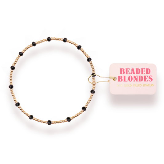 Beaded Blondes Black Dainty Poppi Bracelet