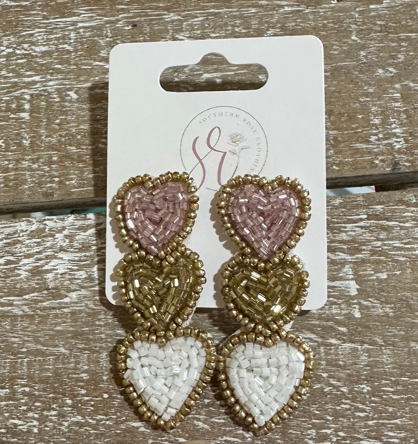 Heart Stacked Beaded Earrings