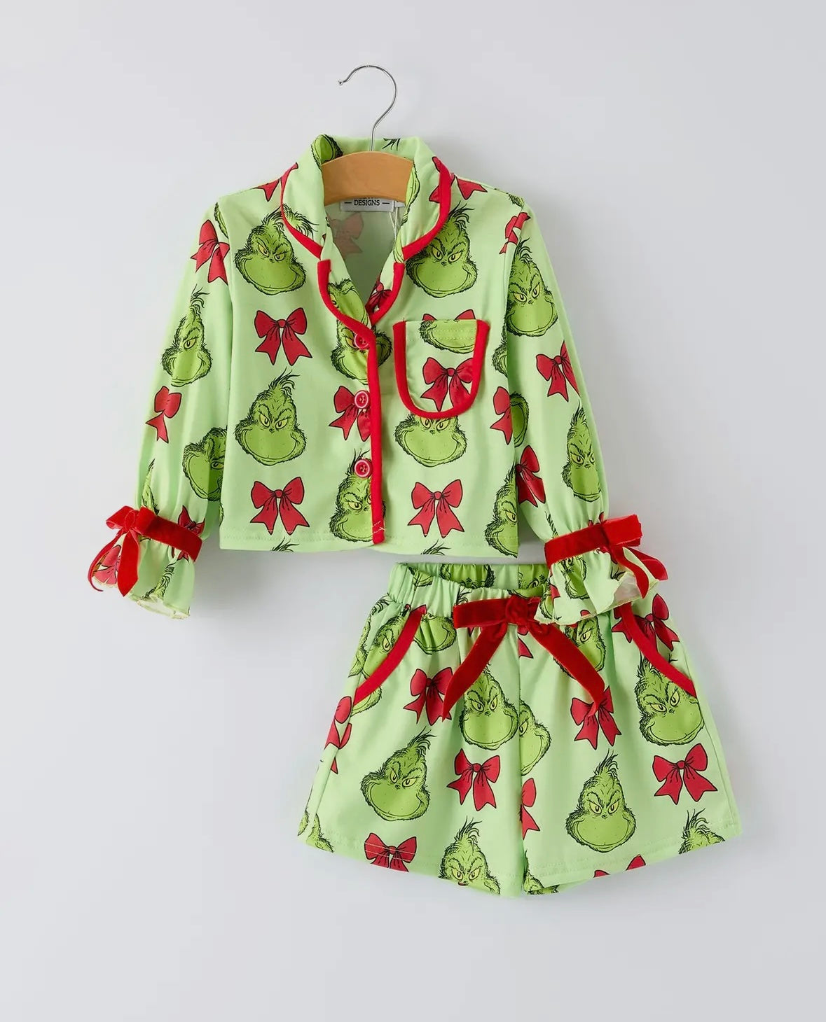 You’re a Mean One Bow Pajama Set