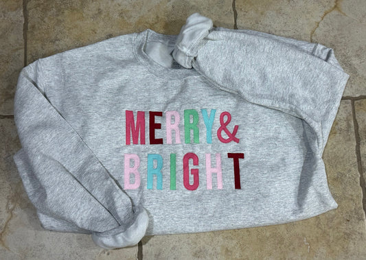 Merry & Bright Embroidered Sweatshirt
