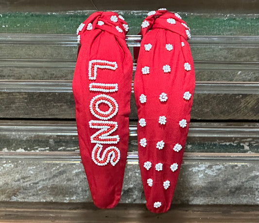 Lions  Beaded Top Knot Headband