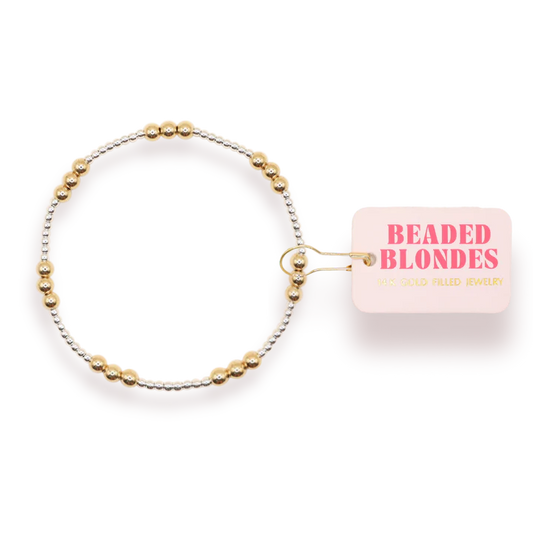 Beaded Blondes ILY Bracelet in Silver with Gold