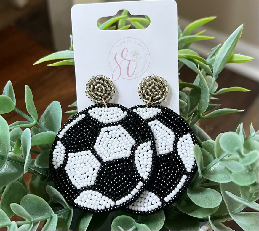 Soccer Ball Beaded Earrings