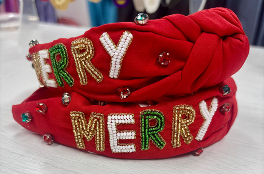 Beaded MERRY Headband