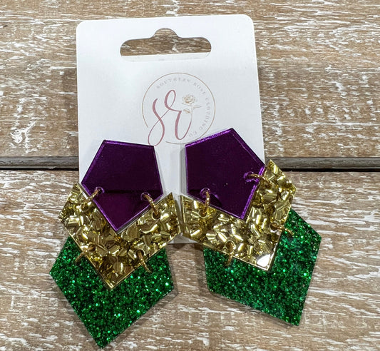 Mardi Glitter Dangle Earring