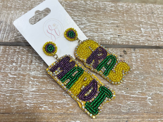 Mardi Gras Beaded Earring