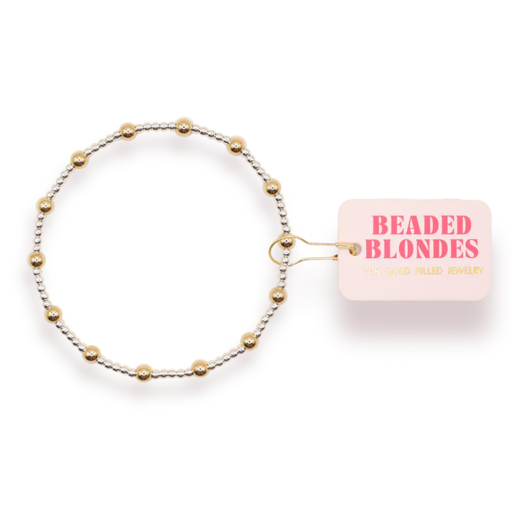 Beaded Blondes June Bracelet in Silver with Gold
