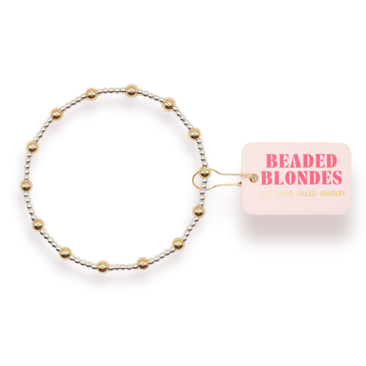 Beaded Blondes June Bracelet in Silver with Gold