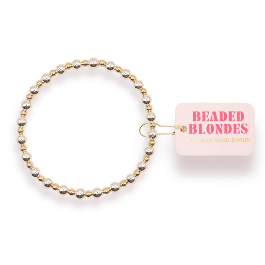Beaded Blondes Katy Bracelet in Silver with Gold