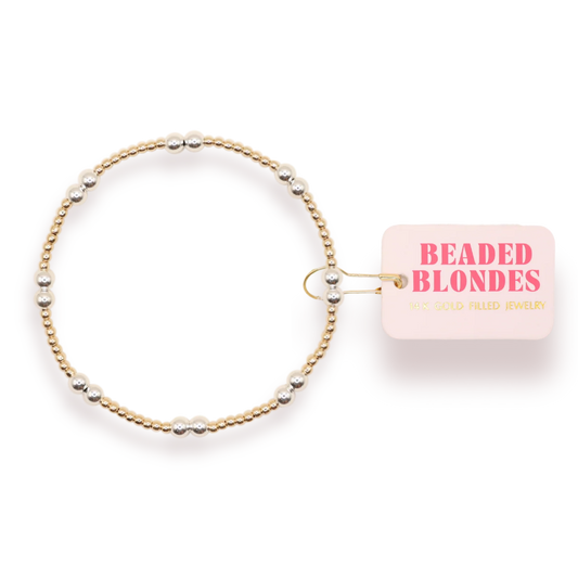 Beaded Blondes Leah Bracelet in Gold with Silver