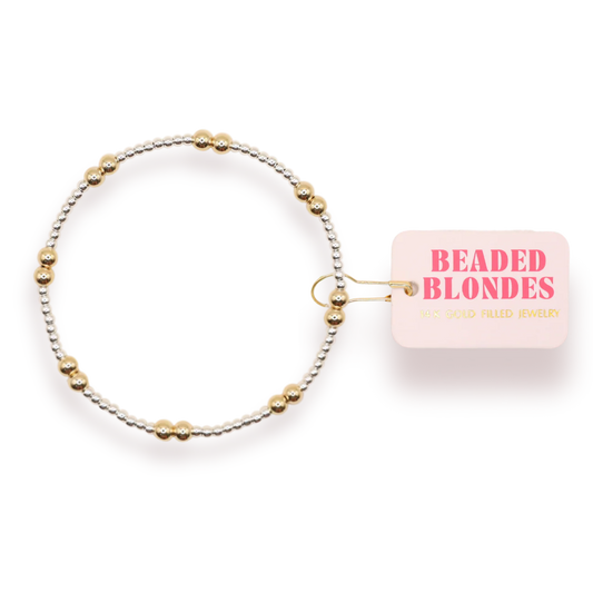 Beaded Blondes Leah Bracelet in Silver with Gold
