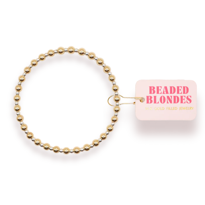 Beaded Blondes Mini Katy Bracelet in Gold with Silver