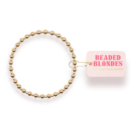 Beaded Blondes Mini Katy Bracelet in Gold with Silver