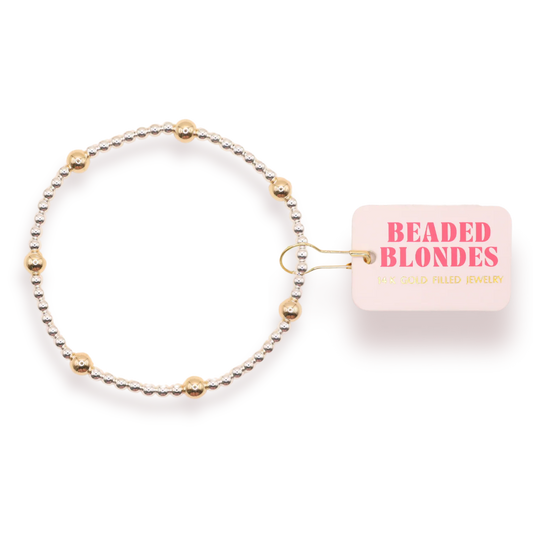 Beaded Blondes Olive Bracelet in Silver with Gold