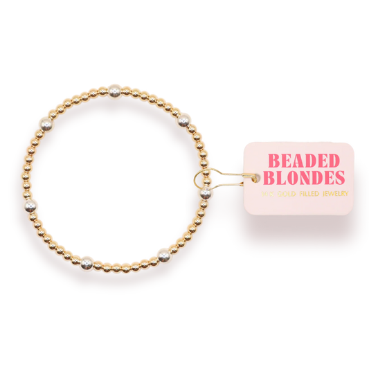 Beaded Blondes Olive Bracelet in Gold with Silver