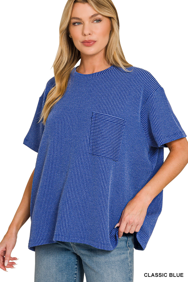 Mallory Ribbed  Pocket Top