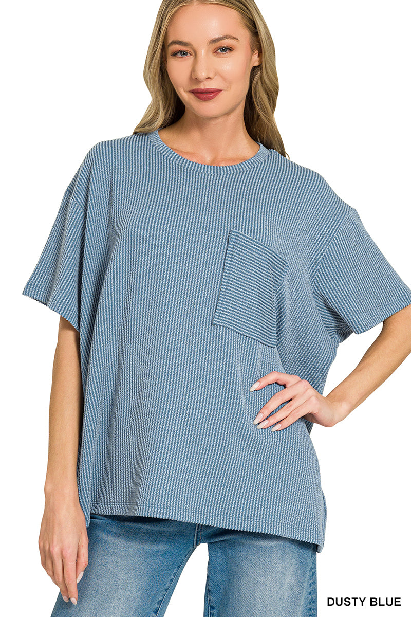 Mallory Ribbed  Pocket Top