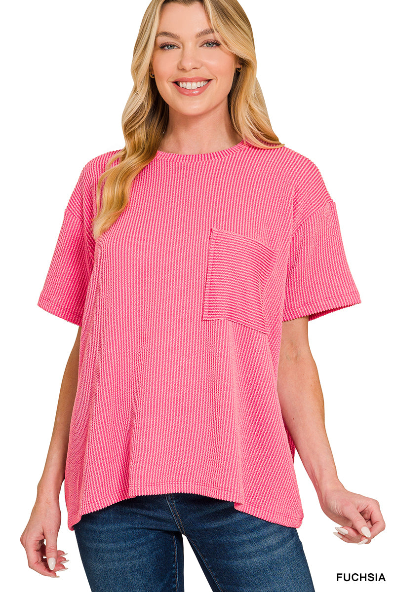 Mallory Ribbed  Pocket Top