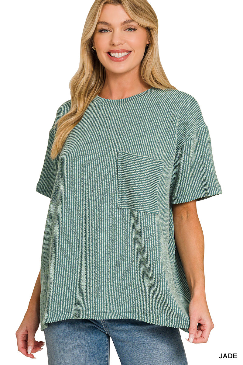 Mallory Ribbed  Pocket Top