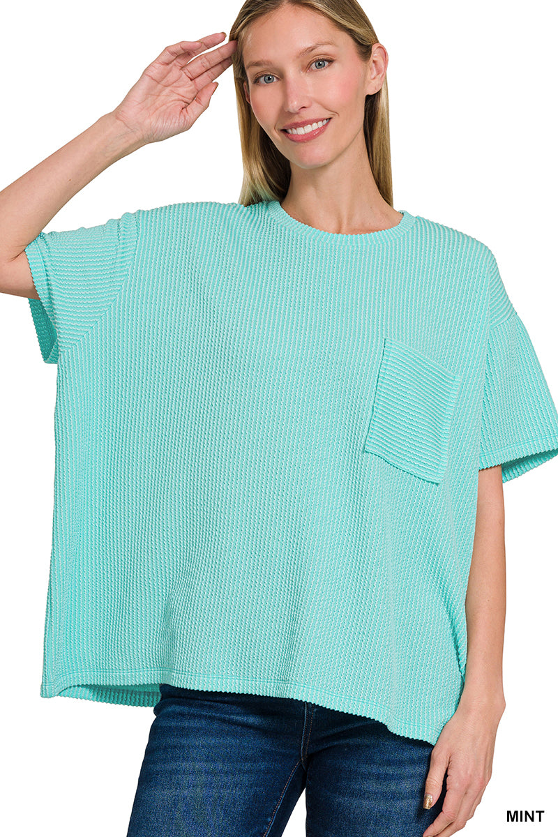 Mallory Ribbed  Pocket Top
