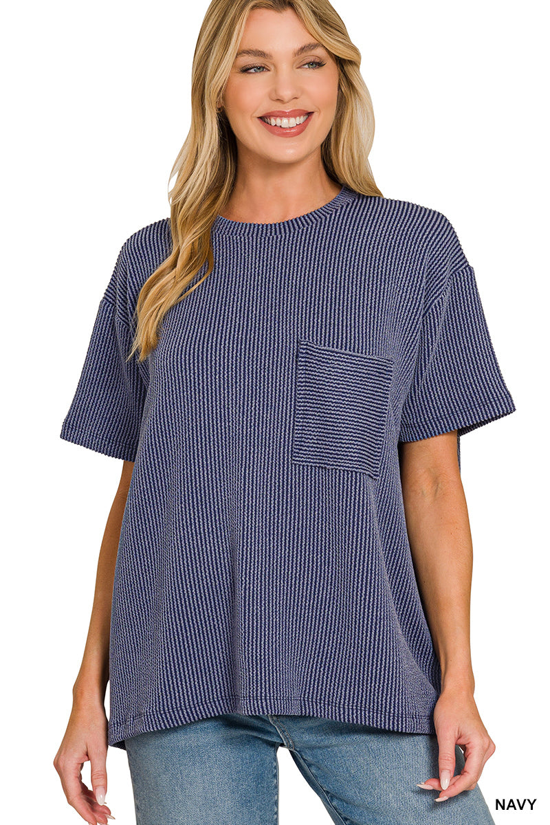 Mallory Ribbed  Pocket Top