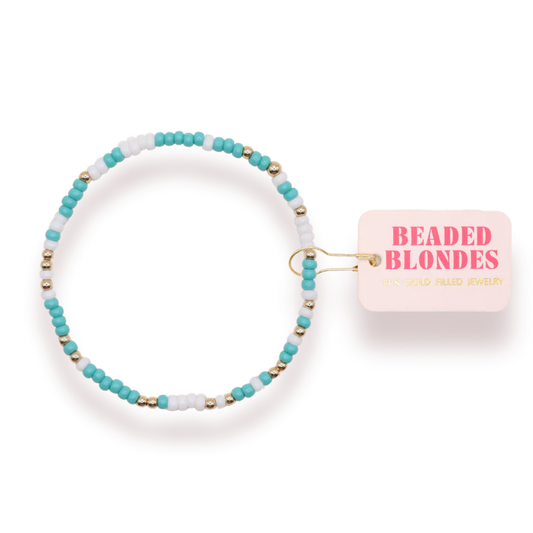 Beaded Blondes Turquoise and White Sprinkle Bracelet