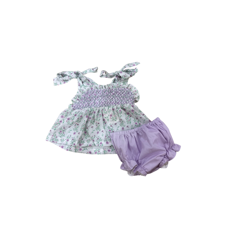 Purple Geometric Smocked Set