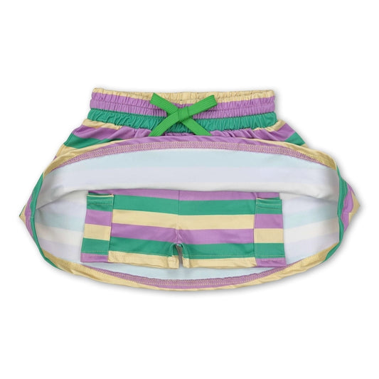 Littles Stripped Mardi Gras Skort