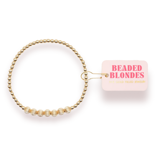 Beaded Blondes Lucky Fluted Bracelet in Gold