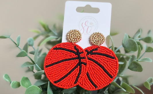 Basketball Beaded Earrings